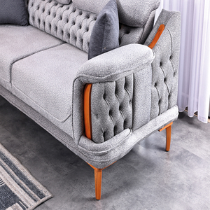 Ensemble de canapés de salon de luxe moderne en tissu velours, 3+3+1+1 places, style Chesterfield, pour la maison et l'hôtel - Product Image 3
