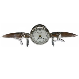 Horloge de bureau vintage style St. James London, en métal argenté, pour la décoration de bureau, hélice d'avion de luxe rétro - Product Image 1
