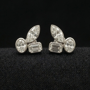 Elegant Platinum <b>Stud</b> <b>Earrings</b> for Women Multi-Cut Diamond Minimalist Lightweight Daily Wear IGI Certified Sparkling - Product Image 2