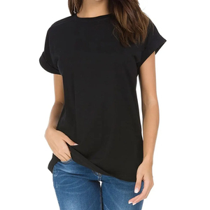 100% algodón liso ropa de gran tamaño señoras ropa deportiva suelta manga corta mujeres camisetas venta al por mayor precio de fábrica para mujeres - Product Image 4