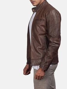 Chaqueta de Motociclista de Piel de Oveja Desgastada Dean Brown, Acabado Premium con Aceite, Estilo Vintage, Corte Ajustado, Ecológica, 100 Gramos, Prenda Exterior - Product Image 4
