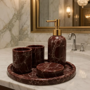 Juego de Baño de Mármol de Fabricación OEM con Múltiples Piezas Combinables Diseñado para una Organización Completa del Área del Lavabo y Estilo - Product Image 2