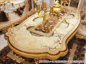 Muebles de Comedor Tallados de Lujo Estilo Rey, Juego de Comedor Dorado Hecho a Mano, Magnífico Juego de Mesa de Comedor de Lujo Estilo Rey - Product Image 2