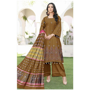 Dernière collection de robes décontractées pour femmes 100% Robes décontractées en lin du Pakistan Motif floral Broderie Design Prêt à porter - Product Image 5