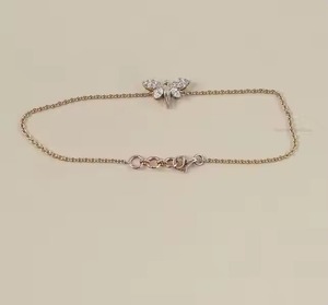 Marquise Natural Diamond Dainty Bracelet 14K Solid Gold Diamond Bracelet Round Diamond Butterfly Bracelet Cadena minimalista - Product Image 2