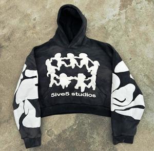 Personnalisable de haute qualité 420 grammes éponge 100% coton hiver impression numérique bouffée avant dos hommes Streetwear sweats à capuche sweats - Product Image 6