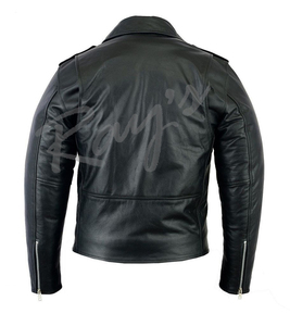 Veste en cuir de haute qualité pour hommes avec col montant de style formel - Product Image 6