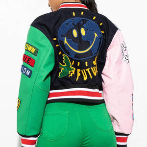 Tops cortos transpirables para mujer, chaquetas con botones bordados, abrigo informal de lana para mujer, chaqueta personalizada con letras, elegante para niñas - Product Image 3