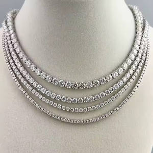 Luxury Certified VVS1 Cut Moissanite Tennis Diamond Necklace 925 <b>Fine</b> <b>Jewelry</b> All Sizes Available Wholesale - Product Image 1