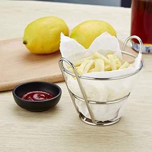 Silver Finish Metal round <b>Wire</b> <b>Basket</b> with Handles for Home Kitchen Use & Food Storage - Product Image 4