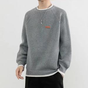 Pull en coton 100% tricoté pour l'hiver, anti-boulochage, logo sur le devant, couleur personnalisable, personnalisable, col rond pour homme - Product Image 2