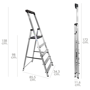 Scala in Alluminio a 5 Gradini per Uso Domestico Certificata EN 131 - Product Image 3