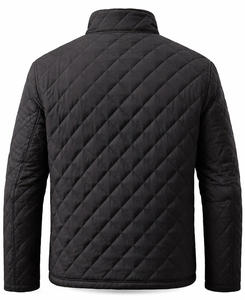 Men Premium Quilted Jacket Winter Warm Padded Casual Outdoor Stand Collar <b>Zip</b> Front Lightweight Insulated Coat Diamond <b>Stitch</b> - Product Image 3