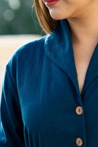 Robe mi-longue en lin, robe à manches longues, robe en lin ample, robe boutonnée pour femme, vêtements durables, robe chemise vintage - Product Image 5