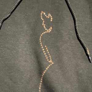 Sweat à capuche femme surdimensionné de haute qualité embellissement en strass personnalisation complète veste à capuche d'hiver tissée fermeture éclair avant - Product Image 4