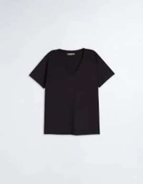 T Shirt da donna in cotone riciclato con scollo a V con logo personalizzato a manica corta per magliette da donna in cotone biologico