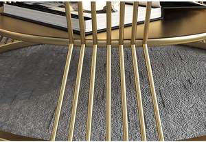 Mesa de centro redonda moderna con acabado de mármol y marco de metal, centro de almacenamiento para sala de estar, dormitorio o apartamento, sofá elegante - Product Image 3