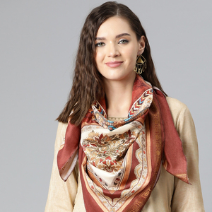 Madhav International Women's High Quality Silk <b>Scarf</b> Long Soft Cotton Printed Logo Headscarf Hot Sale Square Style <b>Scarf</b> - Product Image 6