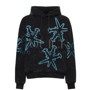 Sudaderas con capucha para hombre de diseño personalizado de poliéster/algodón de invierno ecológicas transpirables ligeras con diamantes de imitación - Product Image 1