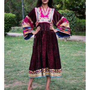 Vestido afgano cómodo y ligero más vendido con cuello redondo, vestido afgano Kuchi hecho a mano de la mejor calidad para mujer - Product Image 3