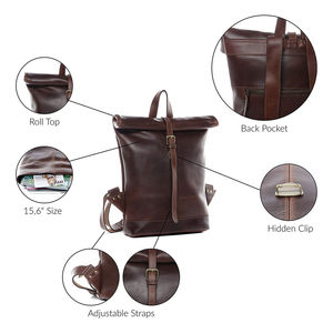 High Quality Custom Cowhide Leather Backpack Vintage <b>Style</b> Custom Daypack <b>Luggage</b> Zipper New Genuine Leather Professional Bag - Product Image 3