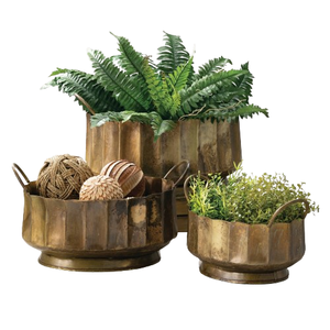กระถางต้นไม้โลหะสีทองสำหรับบ้านไร่ขนาด11.5x11.5x5.75 7.25X7.25X6.5นิ้วสำหรับตกแต่งสวน - Product Image 2