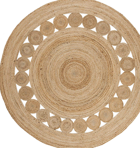 Fibre naturelle ronde faite à la main lavable tressé traditionnel Boho charme ferme jute tapis Bangladesh - Product Image 6