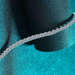 Collier en argent sterling plaqué or, chaîne fine à maillons tennis, coupe brillante ronde, style hip-hop, pour hommes et femmes - Product Image 2