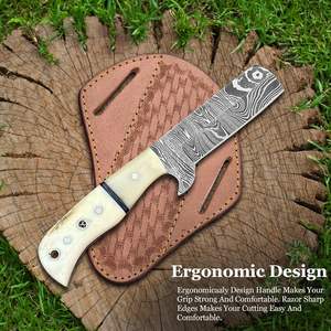 Cuchillo de vaquero de hoja fija de acero de alto carbono 1095 hecho a mano con mango de madera exótica y Funda de cuero cuchillo de caza OEM - Product Image 4