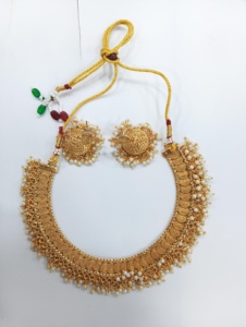 Élégant collier plaqué or boucles d'oreilles ensemble de bijoux de perles de mode à la mode pour fête de mariage anniversaire cadeau de fiançailles - Product Image 3