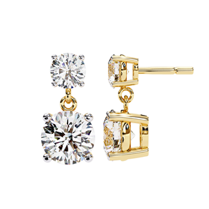4ct Total Lab <b>Diamond</b> Drop <b>Earrings</b> 1.50ct + 0.50ct Solitaire in 10K 14K 18K Gold or 925 Silver Elegant <b>Dangle</b> Bridal - Product Image 6