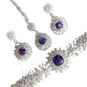 Ensemble de mariée dulhan premium au design américain avec tikka, collier et bijoux d'oreille assortis - Product Image 3