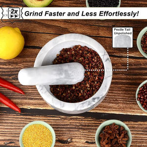 Pilon et mortier en marbre blanc naturel de meilleure qualité boîte de vaisselle en céramique emballée - Product Image 5