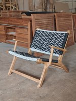 Chaise longue moderne en cuir avec structure en teck finition naturelle, résistante aux intempéries, écologique, meubles de salon, hôtel