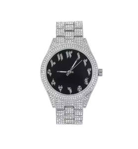 Reloj de diamantes helados para hombre, esfera con números arábigos, tonos completamente plateados, acabado Moissanite, Diamante con tachuelas, estilo Hip Hop, acero inoxidable - Product Image 2