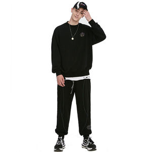 Conjunto Deportivo de 2 Piezas con Cuello Redondo, Ropa Deportiva Urbana para Hombre, Logotipo Personalizado, Letra Reflectante, 100% Algodón, Secado Rápido, Transpirable - Product Image 2