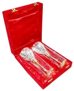 Fabriqué à la main en argent et plaqué or Table décor à manger gobelet vin ensemble verre à Champagne cadeau de noël vitrine flûte verre - Product Image 1