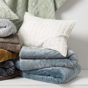 Ensemble de couette en velours de luxe en lin <span class=keywords><strong>bleu</strong></span> King Size, ensemble de couette en velours léger, ensemble de literie matelassée couvre-lit surdimensionné - Product Image 6