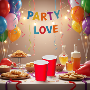 Gobelets jetables rouges Party Love 270 ml, sac de 12 pièces - Product Image 3