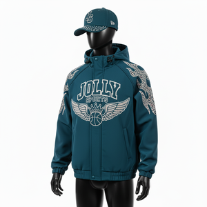 Veste softshell de haute qualité coupe-vent résistant à l'eau bleu sarcelle avec logo personnalisé veste softshell graphique presse à chaud pour homme - Product Image 3