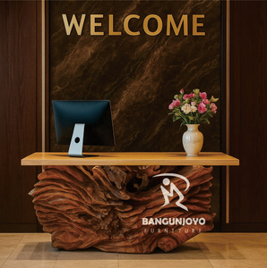 Escritorio de recepción cuadrado moderno con borde vivo de madera maciza mesa de comedor extensible ajustable hecha a mano para uso en oficina y Hotel - Product Image 2