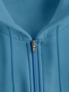 Men's 100% Cotton Solid Color Hooded <b>Zipper</b> <b>Sweatshirt</b> Regular Fit Casual Cotton French Terry Long Sleeve Autumn Wear Hoodies - Product Image 3