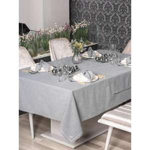 Juego de manteles de lino gris Pera de algodón de 8 piezas - Product Image 1