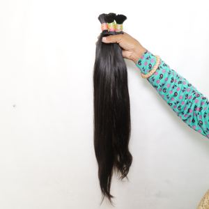 Extensions de cheveux humains non transformés naturels indiens vierges bruts à vague profonde lâche cuticule droite en vrac alignée humaine vierge brésilienne - Product Image 4