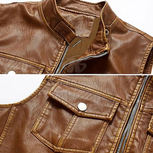 Nouvelle veste de gilet en cuir pour hommes de mode vêtements d'hiver respirants de vente chaude - Product Image 4