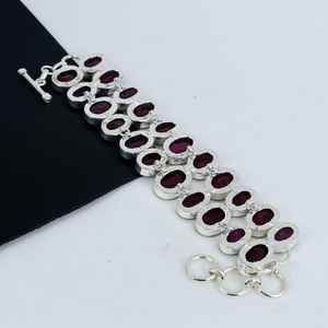 Kashmir Ruby Gemstone Solid 925 Sterling <b>Silver</b> Handmade Bracelet Bohemian Jewelry For <b>Women</b> Birthday Gifts - Product Image 6