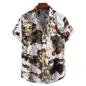 Camisetas hawaianas tropicales para hombre, Jersey de Color azul, camisetas florales con botones, ropa de playa de verano, camisa turística Vac - Product Image 2