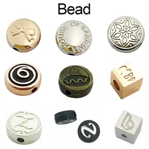 Custom Made Logo Engraved Cheap Gold Pendant Metal Jewelry Tags Charms For Necklace / Bracelet