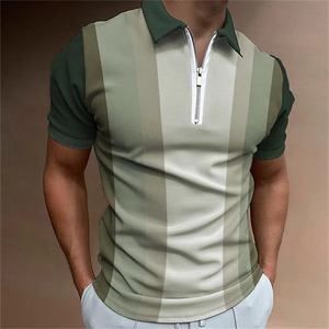 Camiseta a rayas para hombre, venta al por mayor, Polo de poliéster, Manga corta para hombre, logotipo personalizado, ropa para hombre - Product Image 2