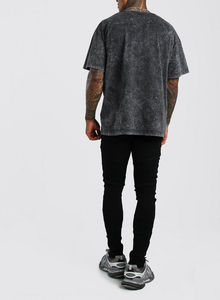 Camiseta cuadrada con estampado personalizado de algodón 100%, lavado ácido de gran tamaño, peso pesado, hombros caídos, secado rápido, lavado con piedra, tejido ligero para Fitness - Product Image 3